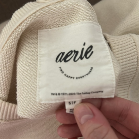 Aerie The Chill Crew Smiley Face Cream Thank You Crewneck - Picture 4 of 4
